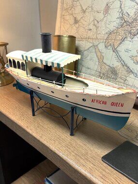 Handcrafted African Queen Model Boat Decor With Stand